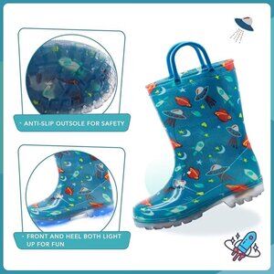 EUXTERPA Kids Toddler Light Up Rain Boots